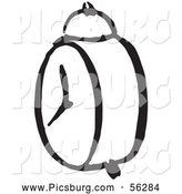 Clip Art of a Black and White Alarm Clock by Picsburg