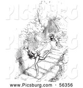 Clip Art of a Black and White Guard Dog Chasing Men by Picsburg