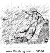 Clip Art of a Black and White Man in the Rain by Picsburg