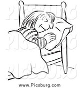 Clip Art of a Black and White Woman Sleeping by Picsburg