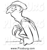 Clip Art of a Black and White Worker Man in Love by Picsburg
