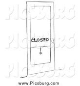 Clip Art of a Closed Shop Black and White by Picsburg