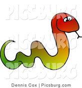 Clip Art of a Colorful Snake Sticking Tongue out While Slithering Forward by Djart
