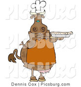 Clip Art of a Cow Baker Person Holding a Freshly Baked Pie by Djart