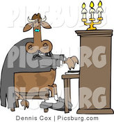 Clip Art of a Cow Pianist Playing a Piano with a Chandelier by Djart