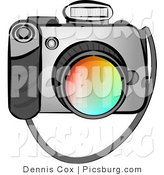 Clip Art of a Digital SLR Camera with Flash on a White Background by Djart