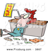 Clip Art of a Employee Trampled During a Sale for Christmas by Toonaday