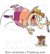 Clip Art of a Fat Caucasian Woman Diving Towards a Chocolate Cake with a Fork by Toonaday