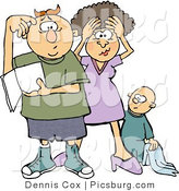 Clip Art of a Frustrated New Mother and Dad Trying to Figure out How to Raise a Baby Boy - Parenting Humor by Djart