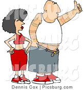 Clip Art of a Gangster Man with Arm Tattoos and His Woman Hitchhiking by Djart