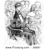 Clip Art of a Grayscale Painting of a Retro Vintage Man with Binoculars at the Opera in Black and White by Picsburg