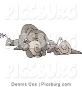 Clip Art of a Group of Snails Going Left on a White Background by Djart
