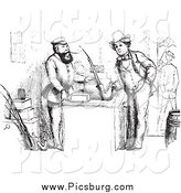 Clip Art of a Intage Man Buying a German Pipe in Black and White by Picsburg