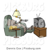 Clip Art of a Lazy Dog Relaxing in a Recliner with a Beer, Changing TV Channels with Remote Controller by Djart