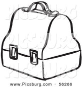 Clip Art of a Lunch Box - Black and White Line Art by Picsburg