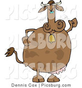 Clip Art of a Mad Cow Wearing a Bell and Shaking His Clenched Fist by Djart
