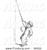 Clip Art of a Man Ringing a Bell for Help with Mosquitoes - Black and White by Picsburg