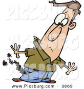 Clip Art of a Man's Pants Burning from a Cigarette He Carelessly Left in His Pants by Toonaday