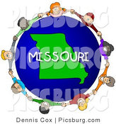 Clip Art of a Missouri Globe and People Holding Hands by Djart