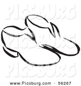 Clip Art of a Pair of Shoes - Black and White Line Art by Picsburg