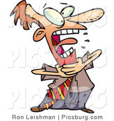 Clip Art of a Red Faced Business Man Grabbing His Neck While Choking on His Meal by Toonaday