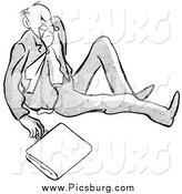 Clip Art of a Retro Black and White Angry Man After Falling by Picsburg