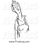 Clip Art of a Retro Curious Woman Black and White by Picsburg