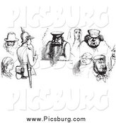 Clip Art of a Retro People in Black and White by Picsburg