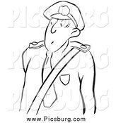 Clip Art of a Security Guard Man in Black and White by Picsburg