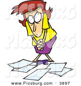 Clip Art of a Shy White Woman Worker Being Scolded for Dropping Papers by Toonaday