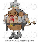Clip Art of a Spotted Brown Cowboy Cow by Djart