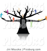 Clip Art of a Tree with Colorful People by