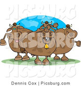 Clip Art of a Trio of Spotted Goofy Cows on Pasture by Djart