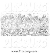 Clip Art of a Vintage Billiards Table in Black and White by Picsburg