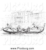 Clip Art of a Vintage Gondola on the Grand Canal by Picsburg