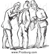 Clip Art of a Vintage Guards Searching a Man in Black and White by Picsburg