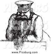 Clip Art of a Vintage Man in Black and White by Picsburg