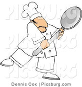Clip Art of a White Male Cook Carrying a Big Spoon by Djart