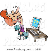Clip Art of a White Woman Screaming and Crying in Frustration While Getting Computer Errors by Toonaday