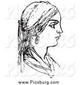 Clip Art of a Woman in Black and White by Picsburg