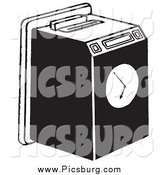 Clip Art of a Work Punch Clock Black and White by Picsburg