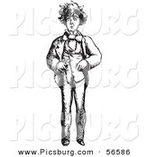 Clip Art of a Worried Man - Black and White by Picsburg