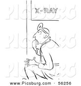 Clip Art of a X-Ray Doctor - Black and White Line Art by Picsburg