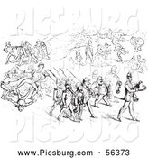 Clip Art of an Argument Between Men and Soldiers in Black and White by Picsburg
