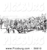 Clip Art of an Old Fashioned Vintage Clumsy Porter and People Boarding a Boat in Black and White by Picsburg