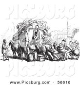 Clip Art of an Old Fashioned Vintage Crowd Attacking an Omnibus in Black and White by Picsburg