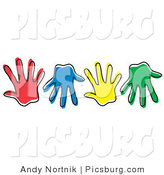 Clip Art of Diverse Colorful Hand Prints by Andy Nortnik
