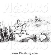 Clip Art of Guards Approaching an Artist, in Black and White by Picsburg