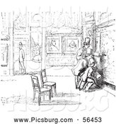 Clip Art of Men in an Art Gallery in Black and White by Picsburg