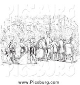 Clip Art of People in a Street in Black and White by Picsburg